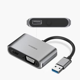 Hagibis USB 3.0 to HDMI-compatible VGA Adapter 4K HD Multi-Display 2in1 USB to HDMI-compatible Converter for Windows 7 8 0 OS