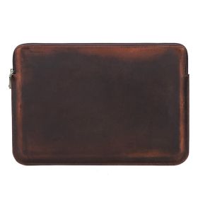 Retro Crazy Horse Leather Notebook Zipper Computer Bag