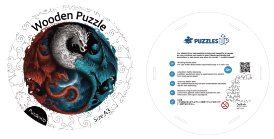 PuzzlesUp Round And Rectangle Wooden Box