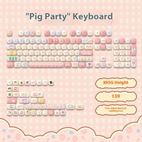 Sublimation Cute Cartoon Pig Party Theme Height Keycap Full Set